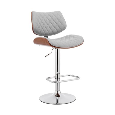 ARMEN LIVING Armen Living LCLEBAWAGR Leland Adjustable Gray Faux Leather & Chrome Finish Bar Stool LCLEBAWAGR